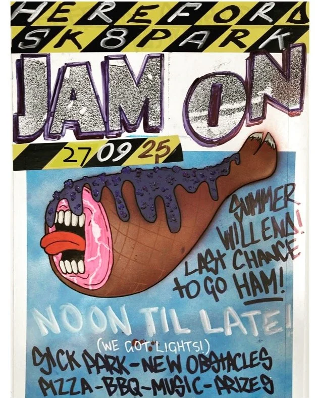 REPOST DATE CHANGE! End of summer Jam!!
COME SKATE @herefordskatepark
27th September noon-late

With Louis cooking up a storm @herefordskateparkcommunitycafe
Opening day for @boomboxskateshop
BBQ, BEERS, MUSIC &amp; PRIZES TILL LATE

Sponsors tbc

We