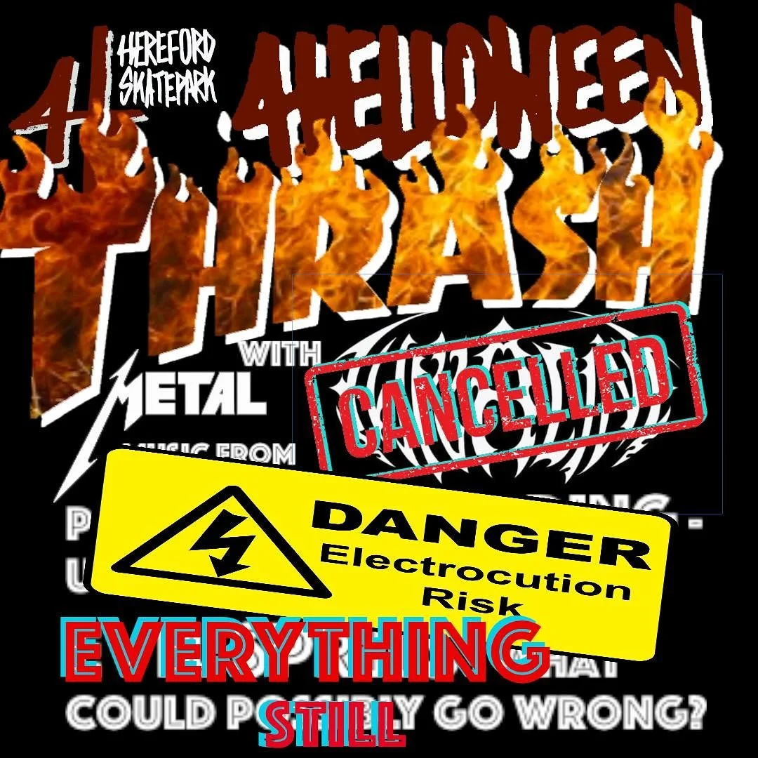 &hellip;it&rsquo;s with a sad heart that we&rsquo;ve had to cancel the music as we couldn&rsquo;t source a PA and the rain clouds are looming&hellip;we&rsquo;ll still be skating and scaring tho so come down Friday and Saturday to send it &mdash; come