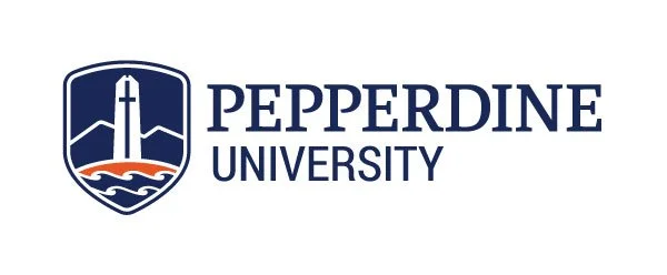 Pepperdine University logo featuring a lighthouse with waves, next to the university name.