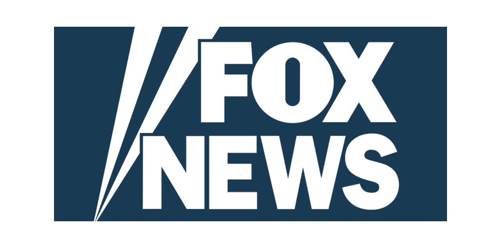 FOX News logo with white text on a dark blue background and a stylized white lightning bolt