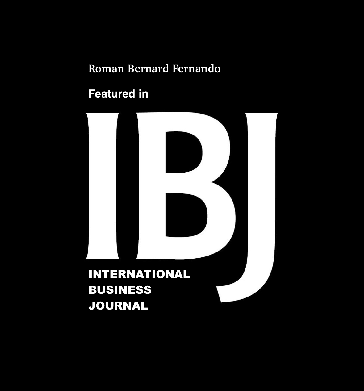 Cover of the International Business Journal featuring the title and author's name, Roman Bernard Fernando.