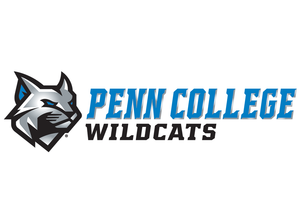PENN COLLEGE logo with a purple, gray, and black panther mascot on a black background.