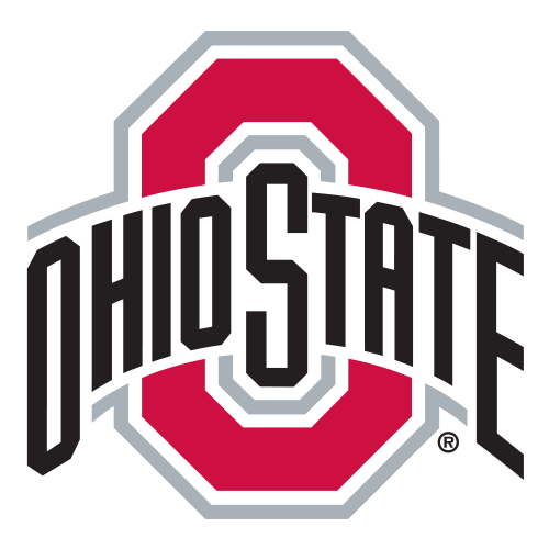 Ohio State University logo with a red and gray block O and team name.