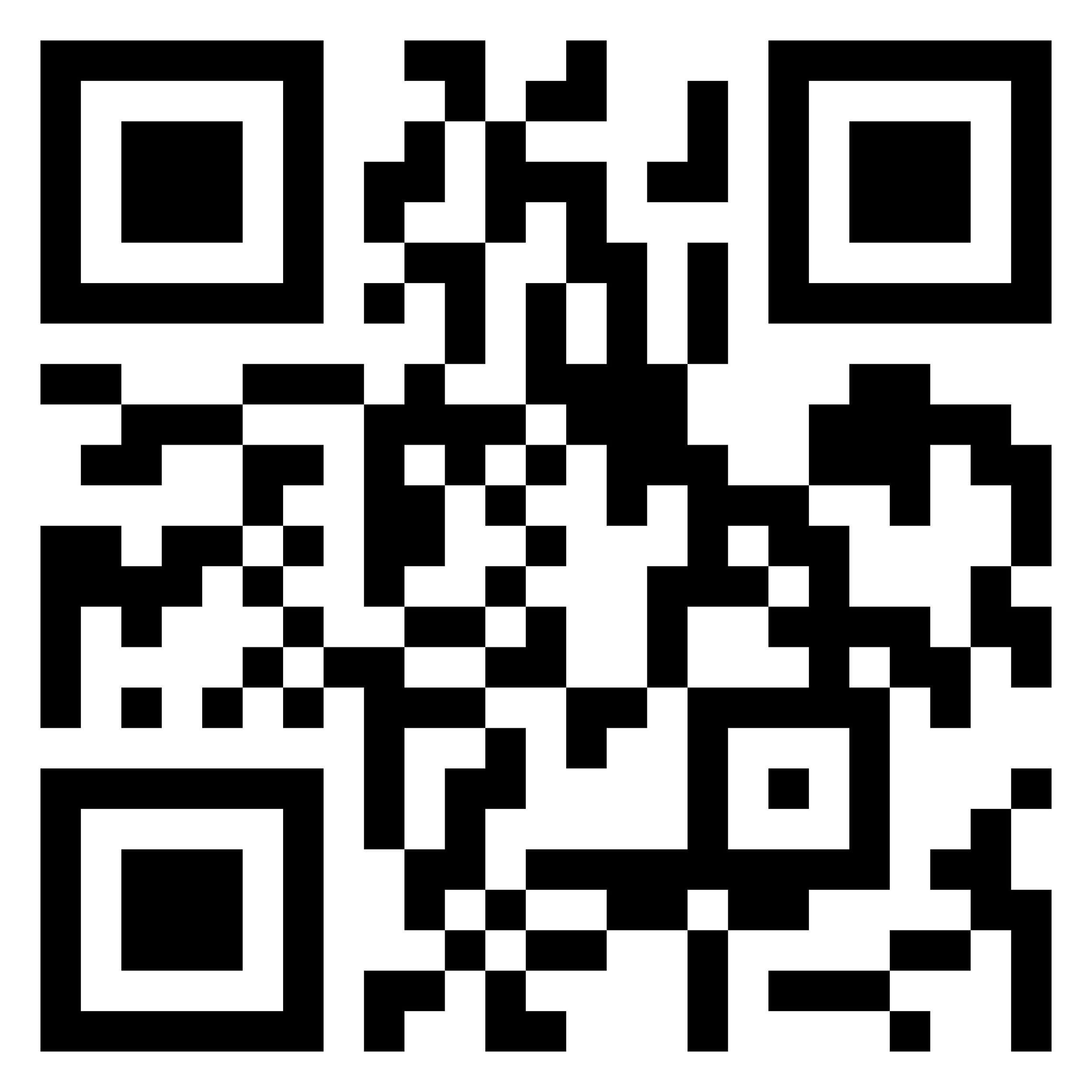 A black and white QR code with a complex pattern of squares and modules.