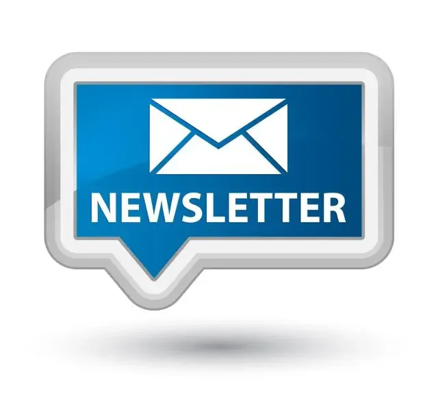 A blue and white icon with an envelope symbol and the word 'NEWSLETTER' below it.