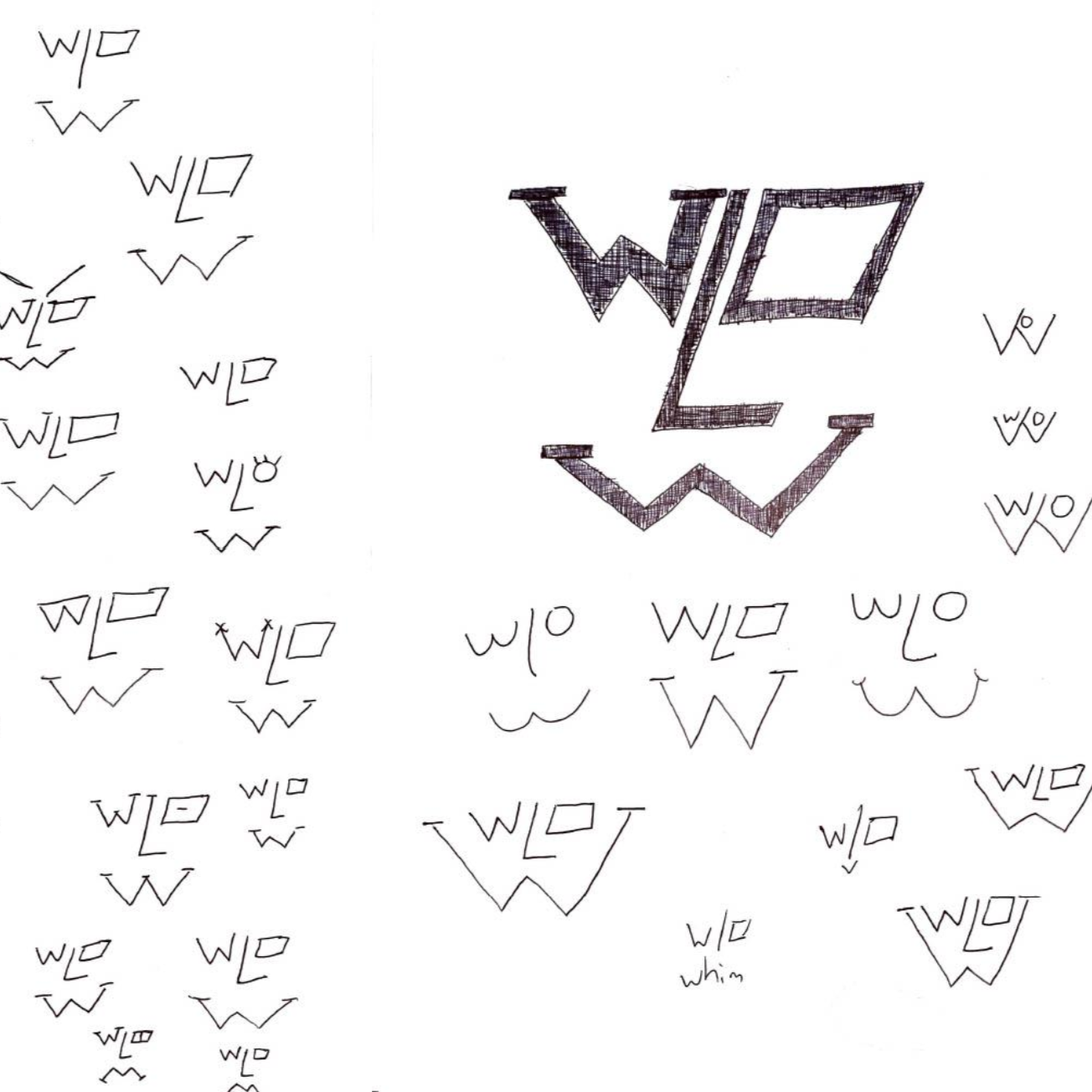 1. Some initial sketches of a scrapped logo idea for Without Whim.
