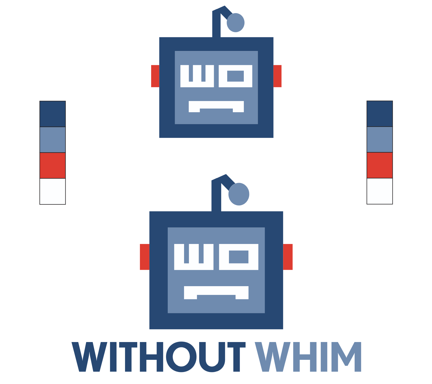 5. Although a mascot logo, it is also important for the logo to work as a combination mark. Due to a robots lack of whimsy, the logo is a perfect representation for the online persona of Without Whim.