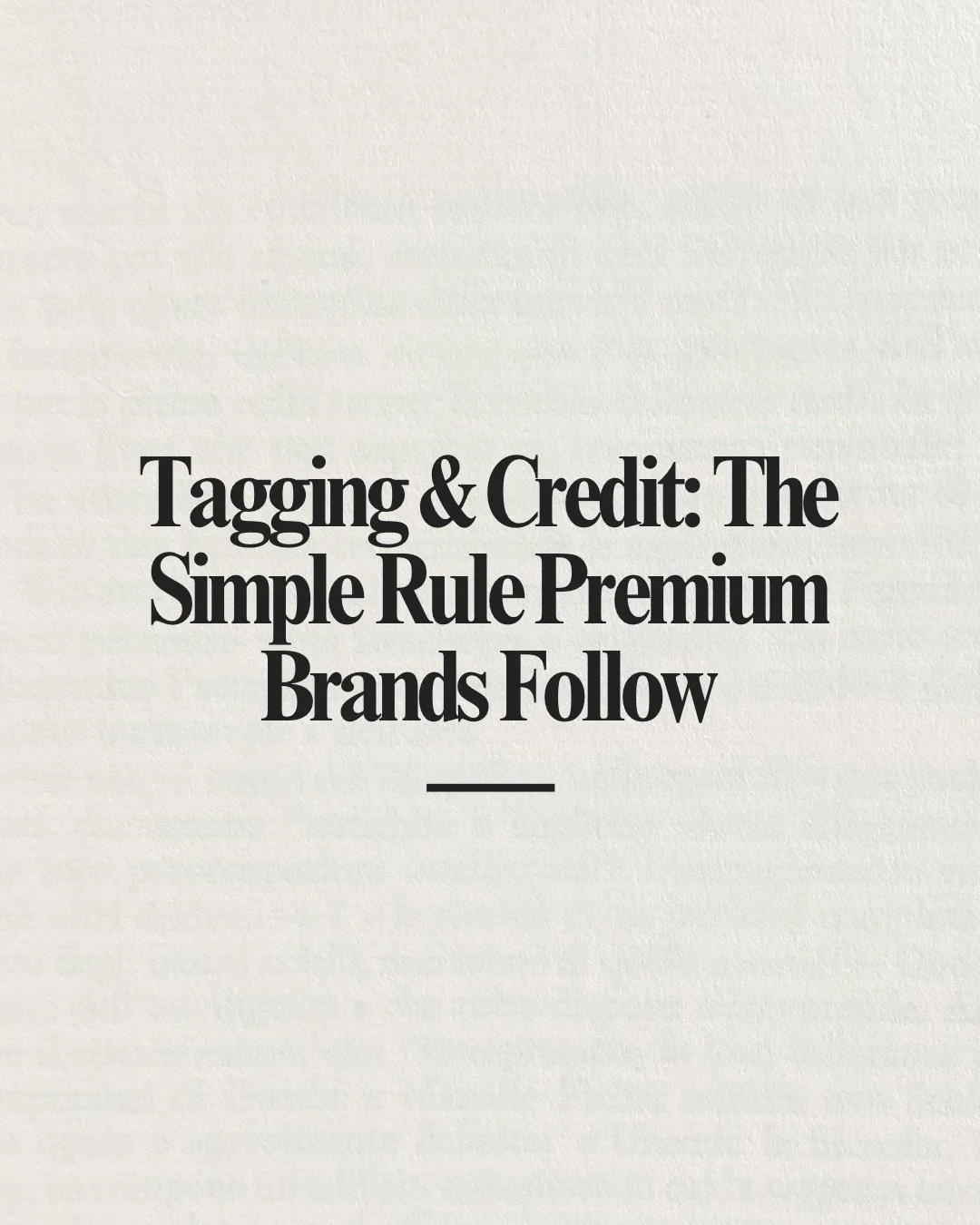 Tagging isn&rsquo;t a trend. It&rsquo;s professional courtesy.

When you post photos or video that someone created for your brand, a simple credit does a lot more than people realise:

✅ It shows integrity
✅ It strengthens your network
✅ It makes col