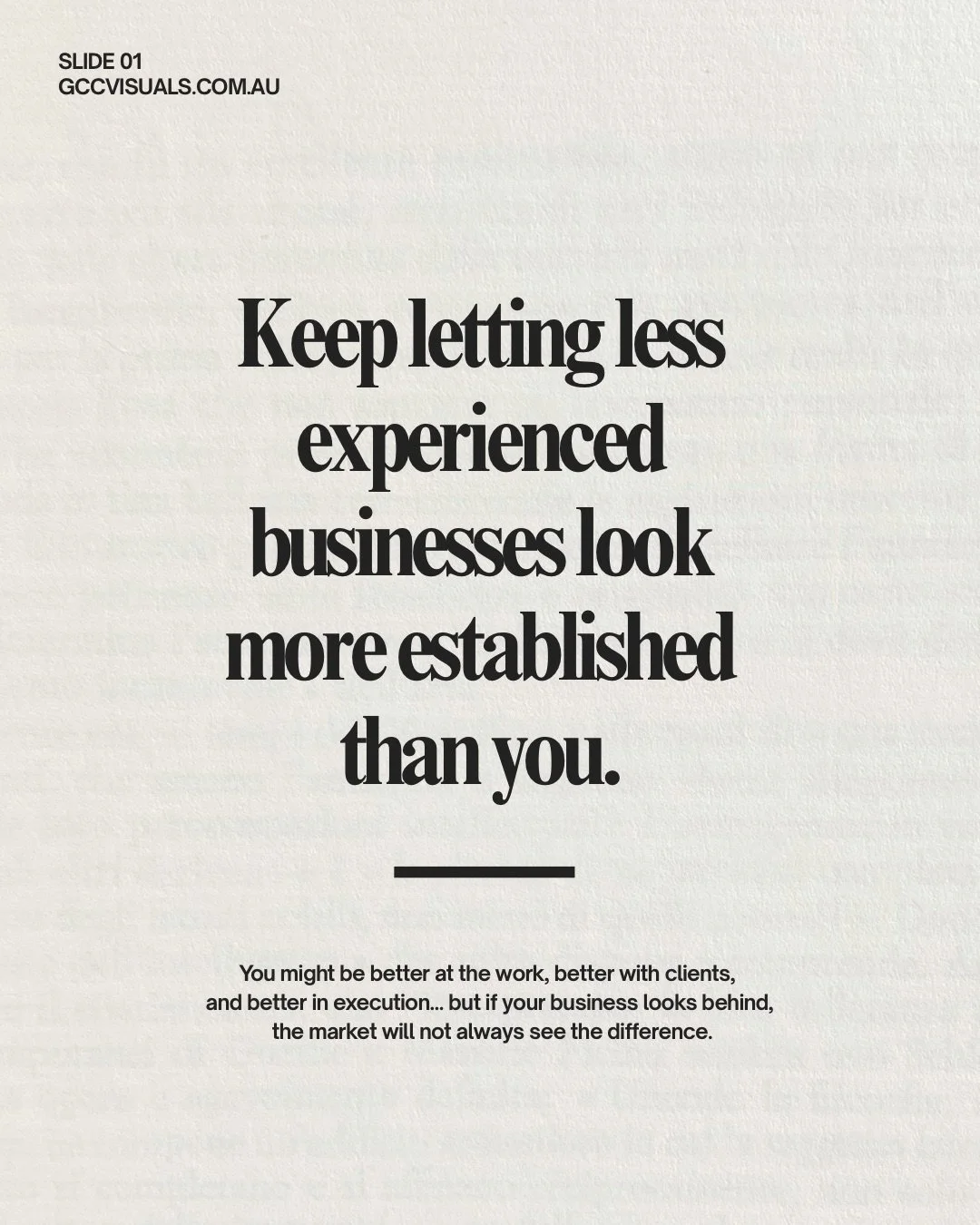 There is something frustrating about knowing your work is good&hellip; and still watching less experienced businesses look more established than you.

Not because they are better.
Not because they care more.
But because they present themselves better