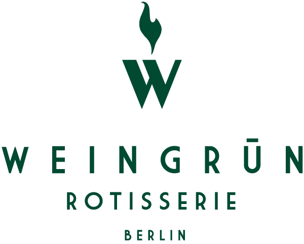 Logo der Rotisserie Weingrün mit Berlin im Text.