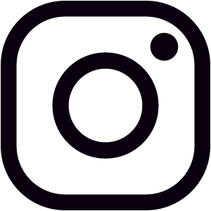 Schwarzes Instagram-Logo auf weißem Hintergrund.