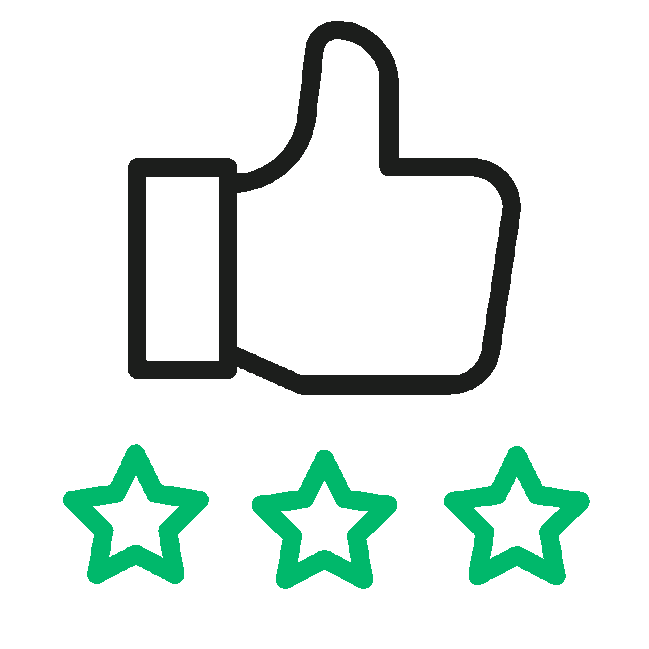 A thumbs-up icon above three green star ratings, representing Brand and Stakeholder Value.