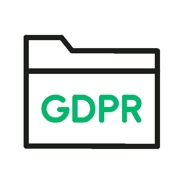 Illustration of a folder icon with the text "GDPR" in green.