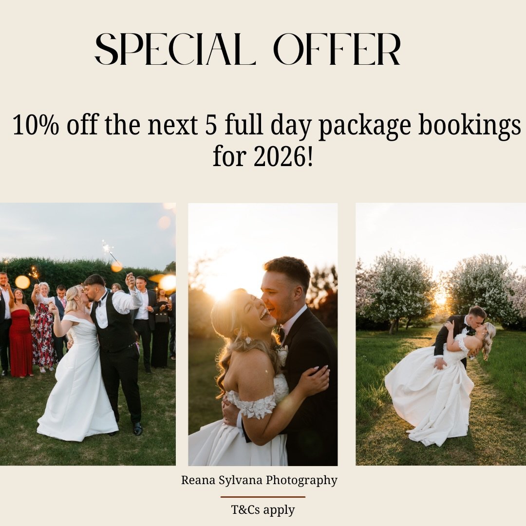 ✨ SPECIAL OFFER FOR 2026 COUPLES ✨
I&rsquo;m giving 10% off the next 5 full-day wedding bookings for 2026!
If you&rsquo;re dreaming of natural, romantic, joy-filled photography, now&rsquo;s the perfect time to secure your date.
Let&rsquo;s capture yo
