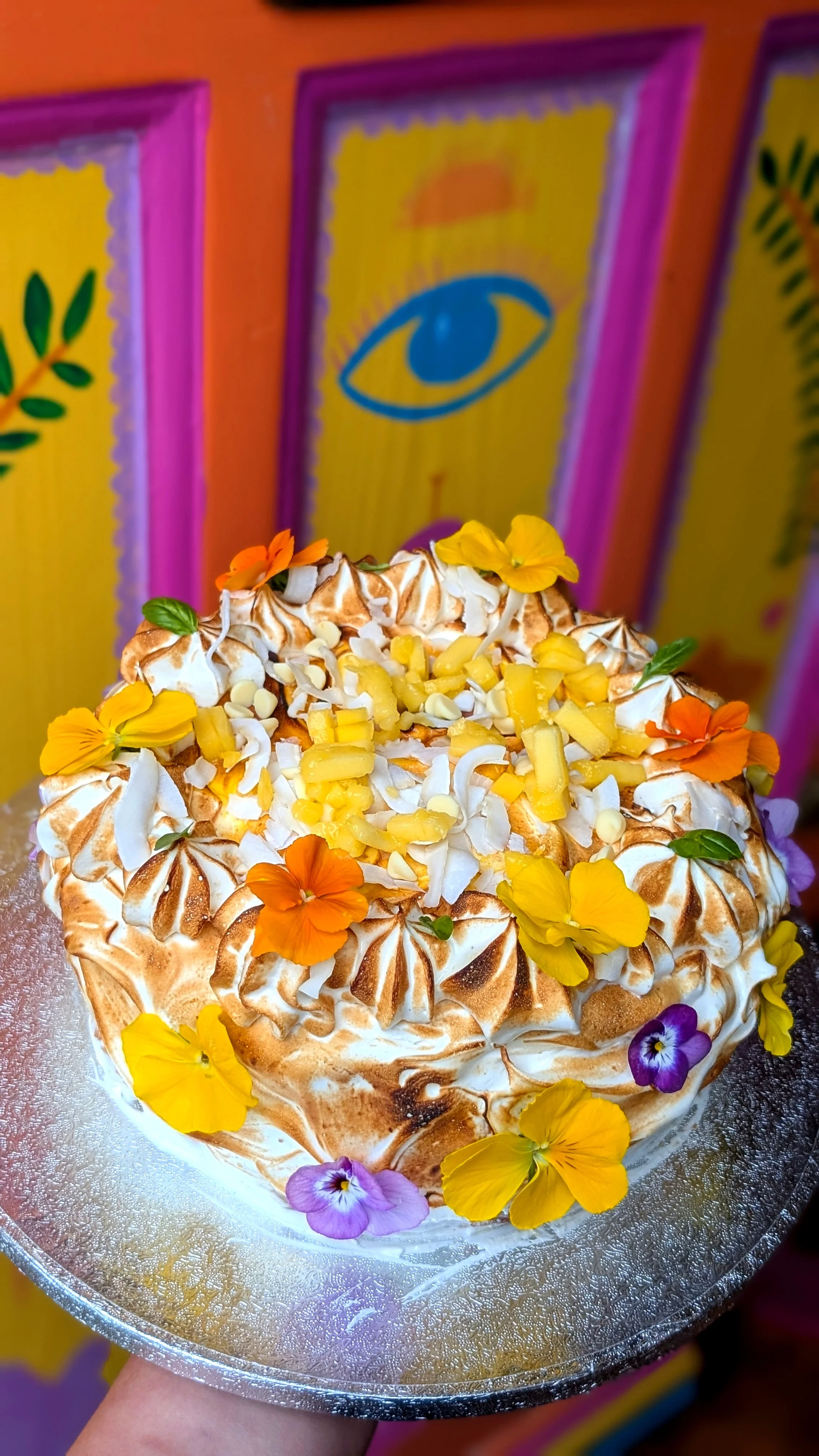 Coconut Mango Meringue Cake