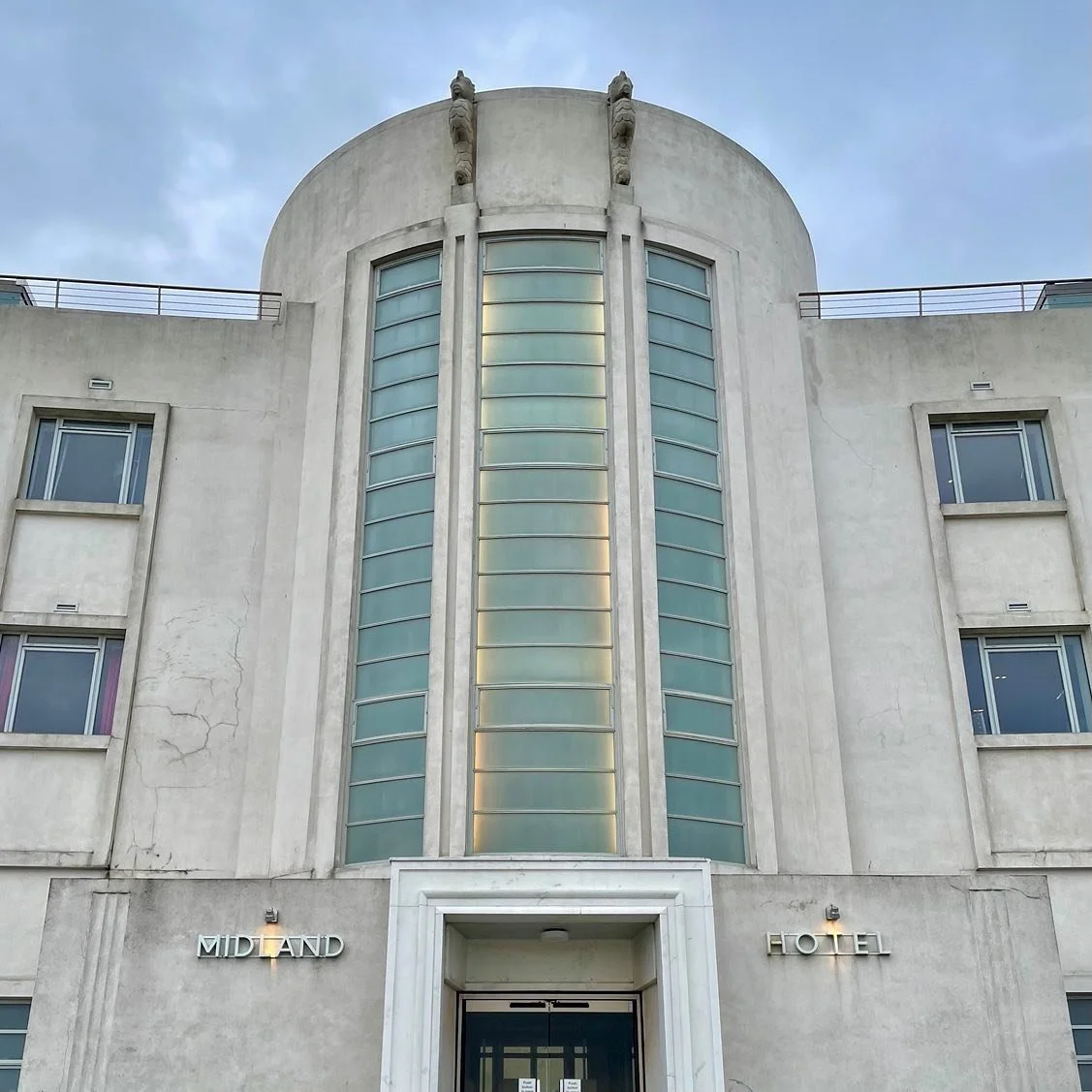 Been here a few times in lockdown for a takeaway coffee and walk on Morecambe beach, The Midland Hotel is famous for its Art Deco exterior/interior, can&rsquo;t wait to go and have a cream tea here when it reopens! @themidlandmorecambe #morecambe #th