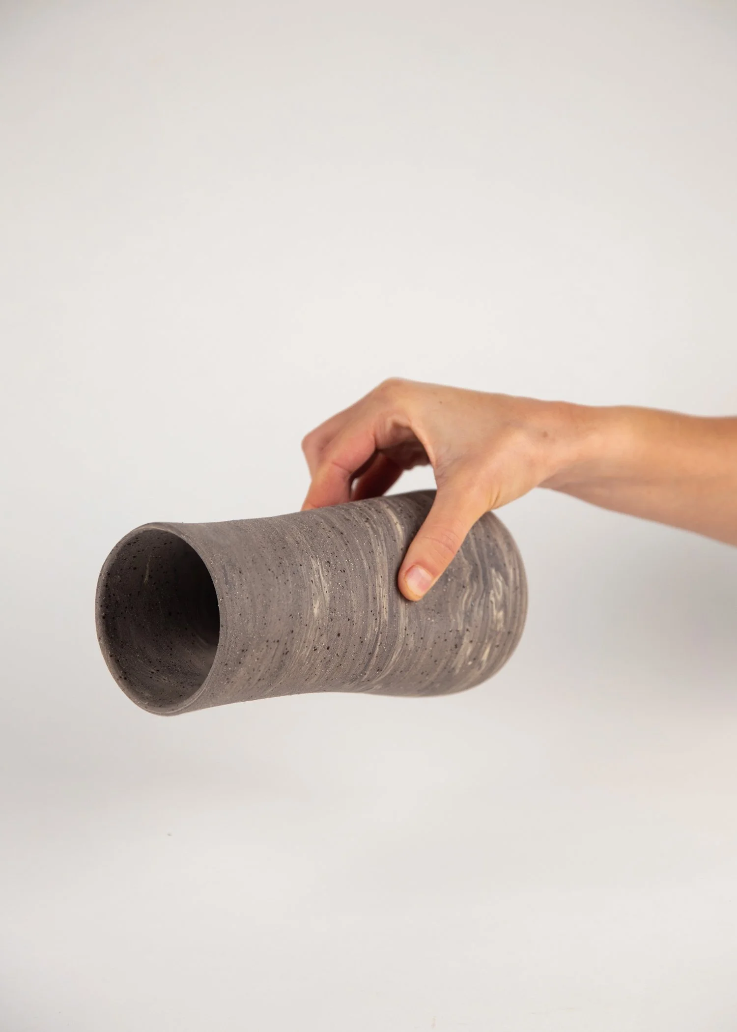 Gray Mixed-Clay Stoneware Vase-3