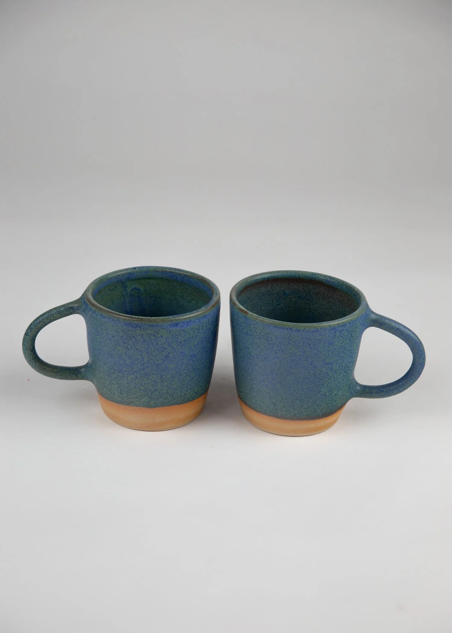 Set of Two Stoneware Cups with Crème & Blue-Green Glaze-2