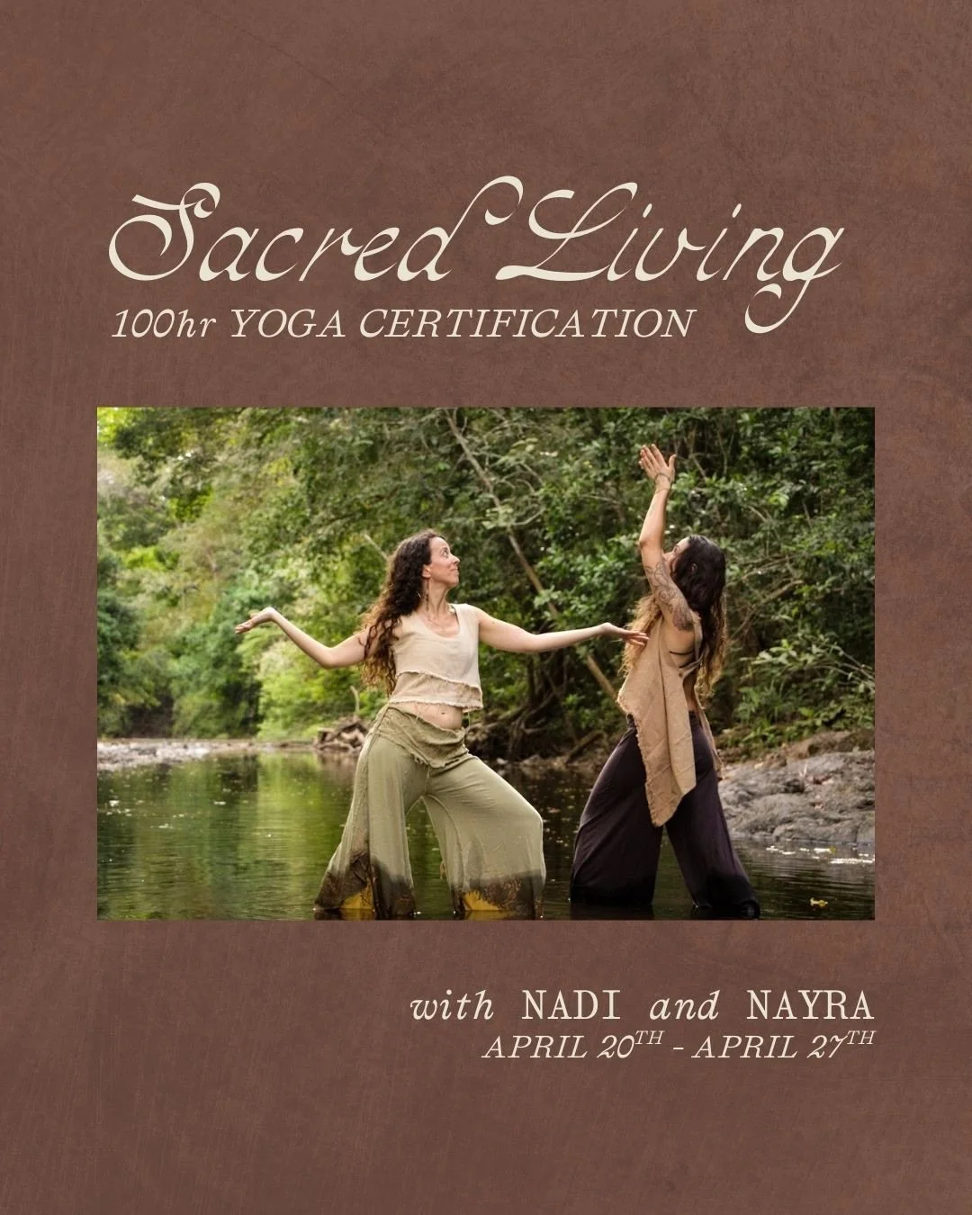Sacred Living with Nayra and Nadi 🌿 Join us the April for a 100hr yoga immersion and certification in the beautiful Guanacaste mountains. Over the course of 7 days we&rsquo;ll weave together embodied asana, intuitive sequencing, meditation, somatic 