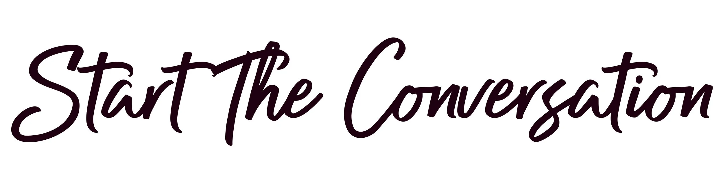 Stylized handwritten text that reads 'Start The Conversation'.
