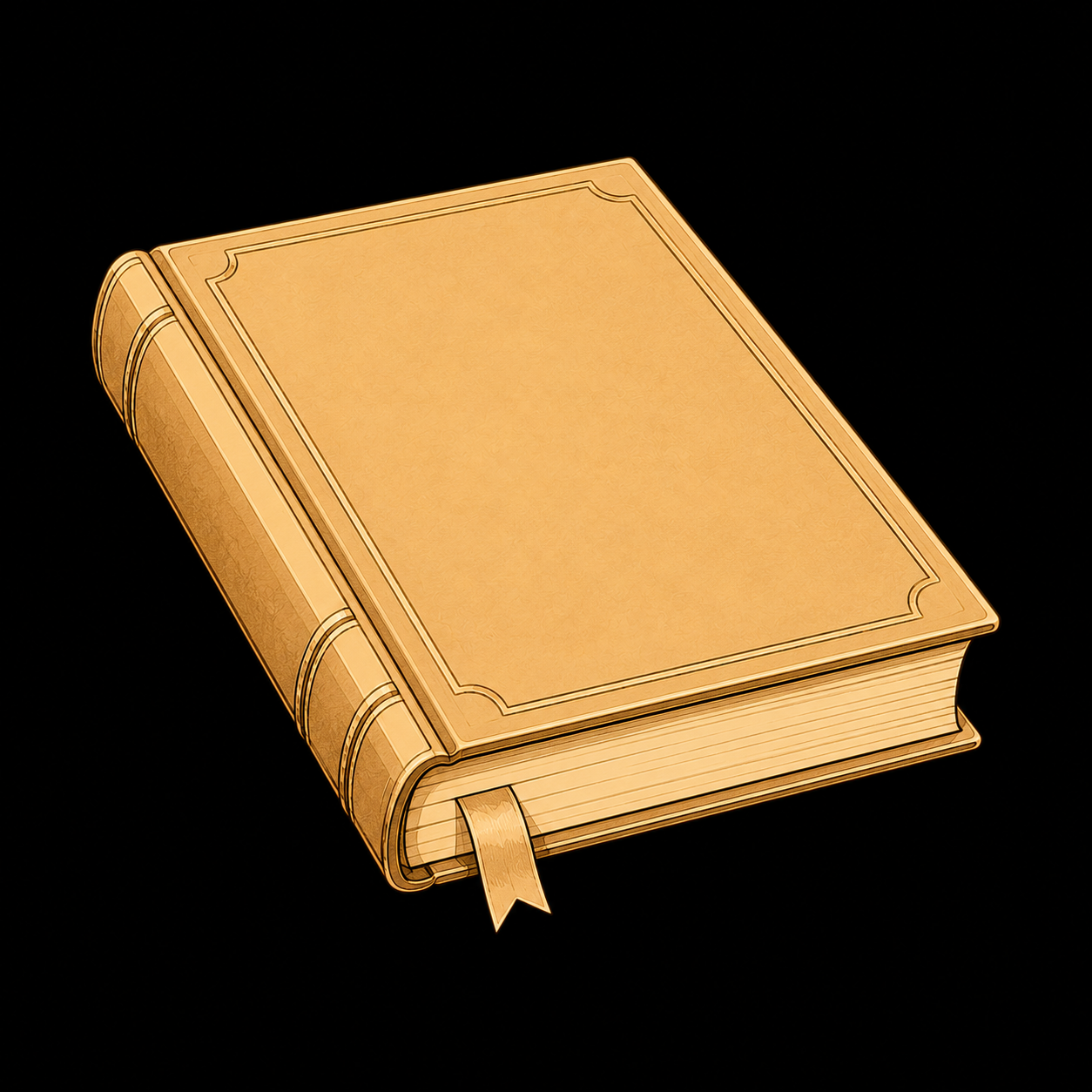 Golden outline of an open book or notebook on a dark background.