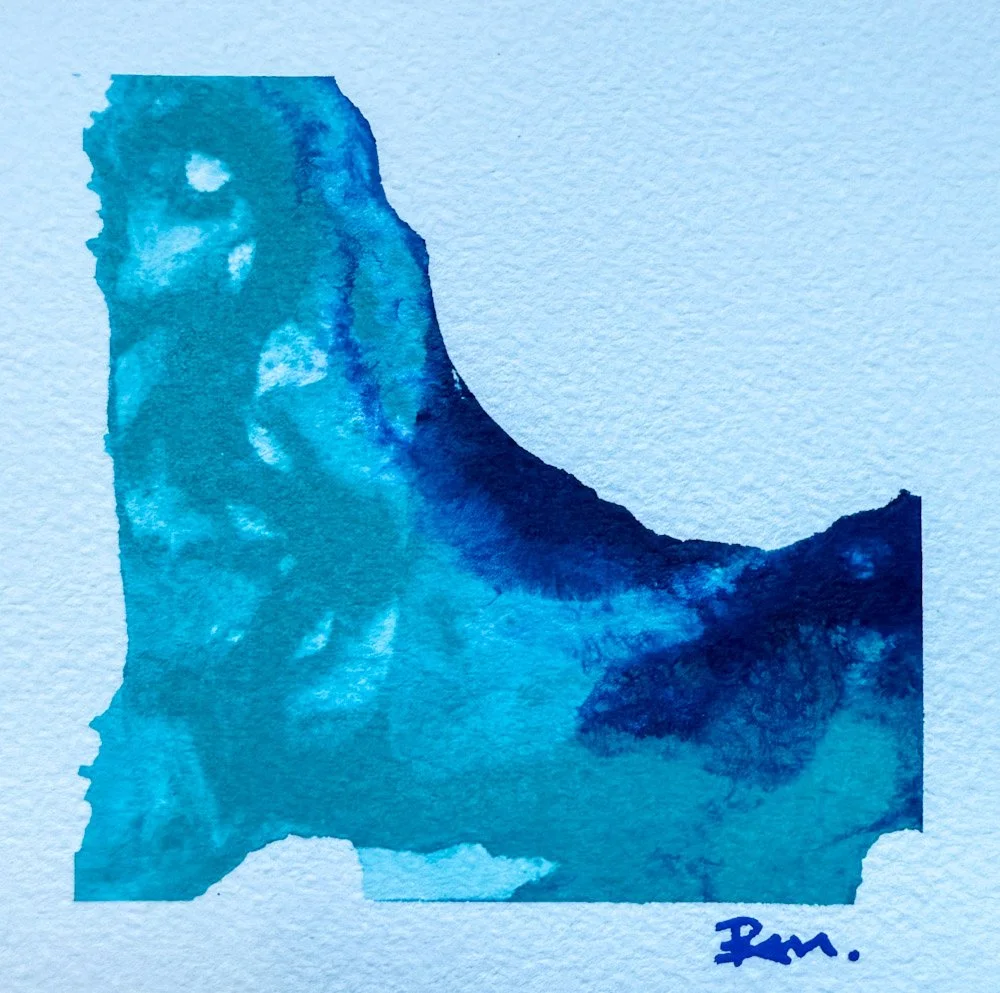 Acrylic ink painting in blue and turquoise Christian God is the anchor of hope artwork 