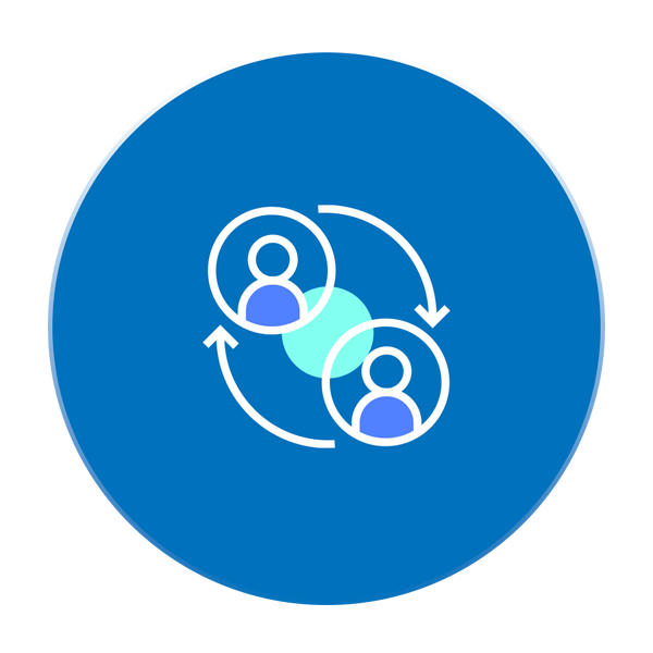 Icon eines Beraters der seinem Schützling die richtige Richtung zeigt