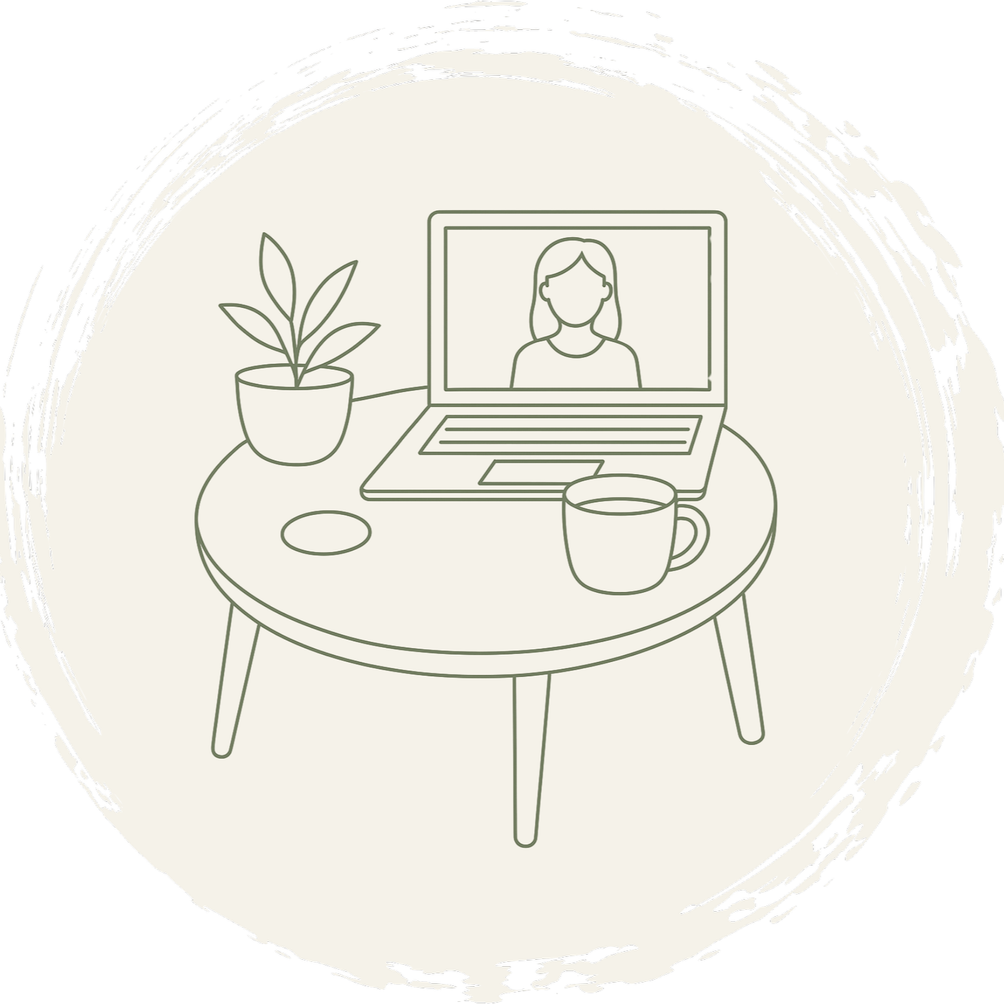 Laptop and coffee on a table during a virtual home organising consultation