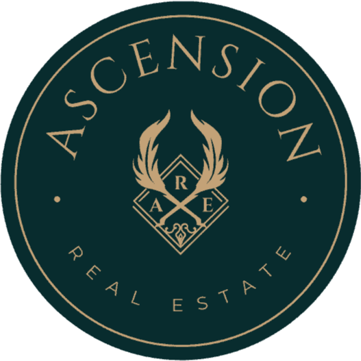 Logo for Ascension Real Estate featuring a circular design with a pair of wings, a diamond shape with the letters 'ARE' inside, and the words 'Ascension' and 'Real Estate'. - Ascension Real Estate property management Melbourne West
