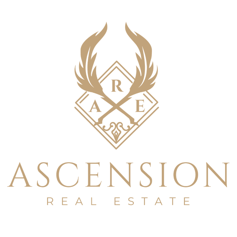 Logo for Ascension Real Estate featuring stylized wings, the initials A, R, E, and a diamond shape, with the text 'ASCENSION REAL ESTATE' below. - Ascension Real Estate property management Melbourne West