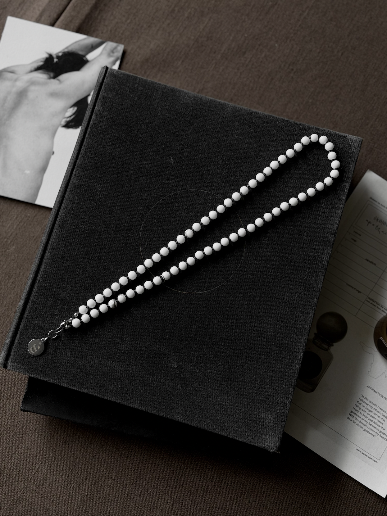 WHITE JADE MALA NECKLACE
