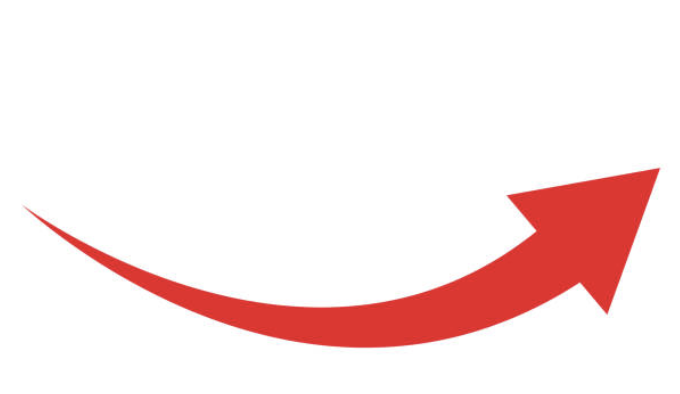 Red curved arrow pointing upward to the right.