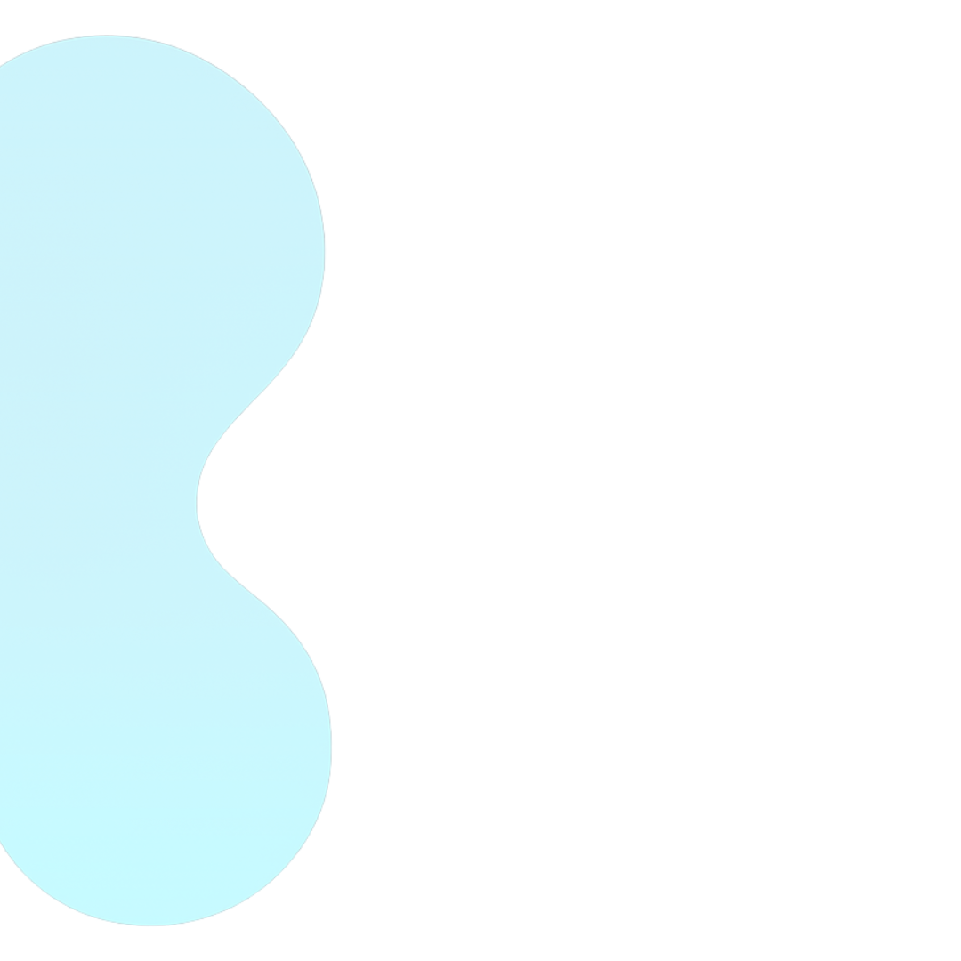 Abstract design with two large light blue oval shapes on the left side of the image, in a white background.