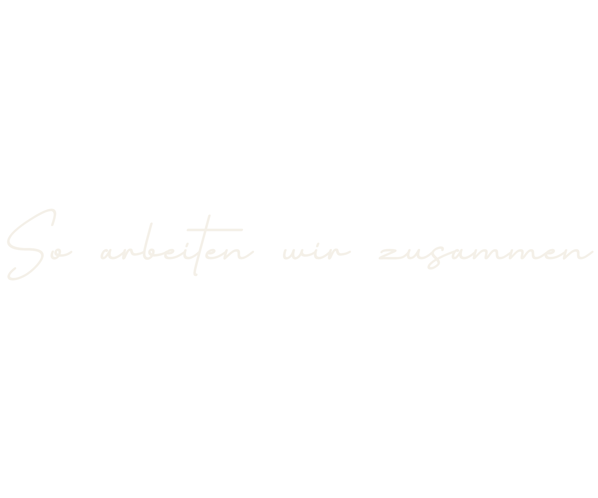 Schwarzes Bild mit weißen Text, der sagt: 'So arbeiten wir zusammen'