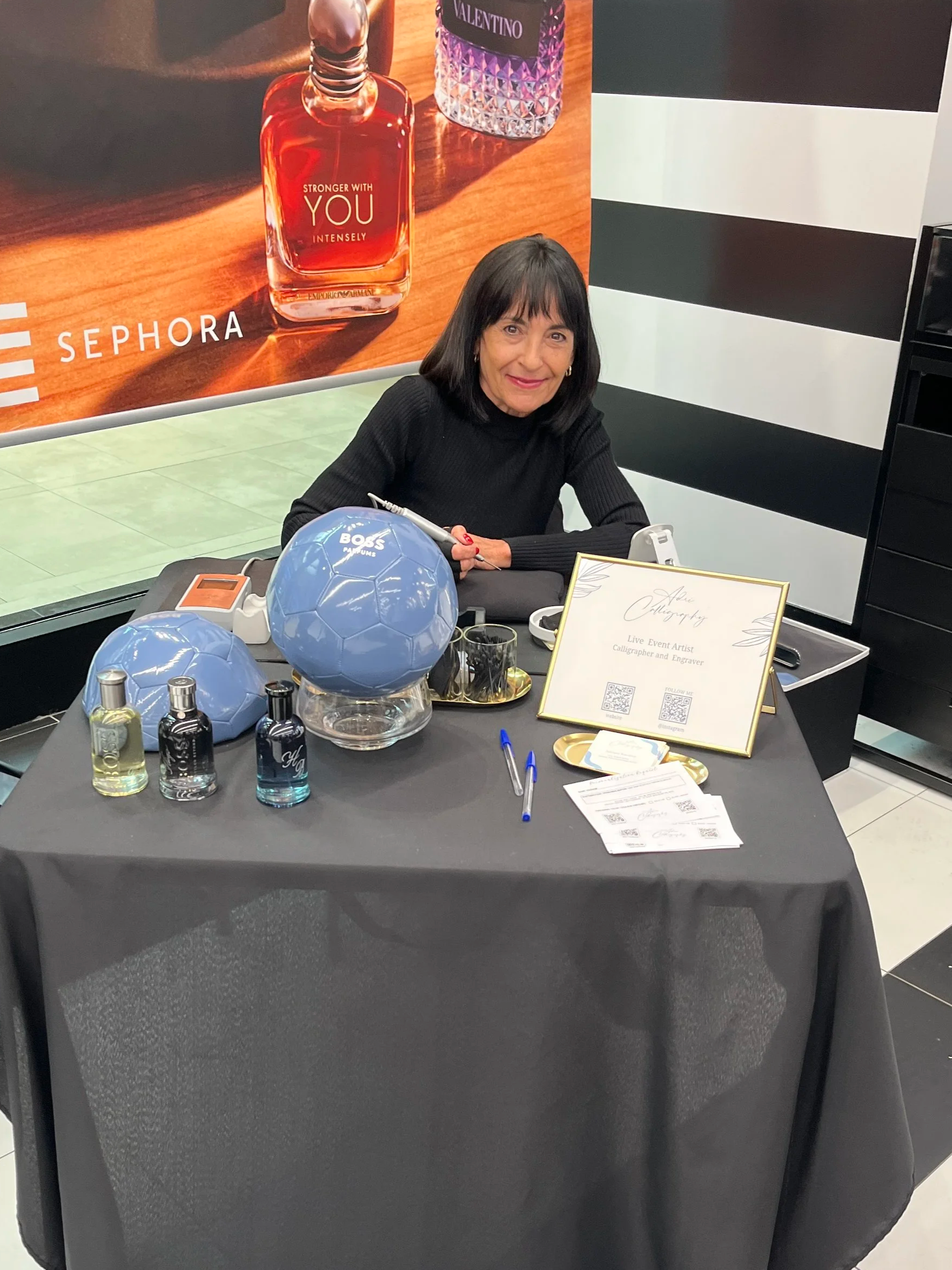 Adriana at Live Event Sephora-Hugo Boss in her work station