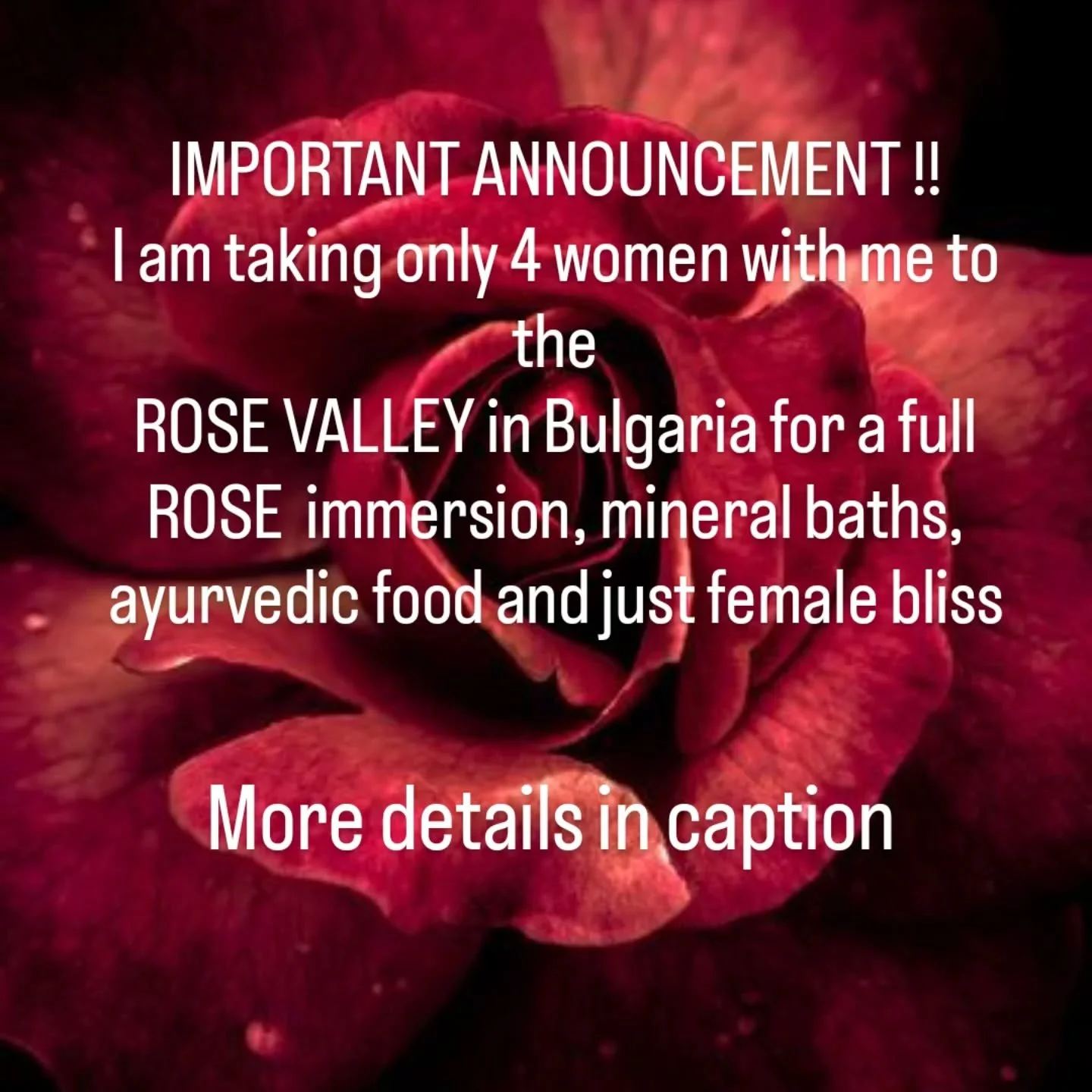 Finally !!! This dream is becoming real.

From 22nd to 26th May I am taking with me the first 4 women who contact me for a a very very special trip to my homeland, Bulgaria.

The price of the retreat itself is only 390 euros for 3 nights in single oc