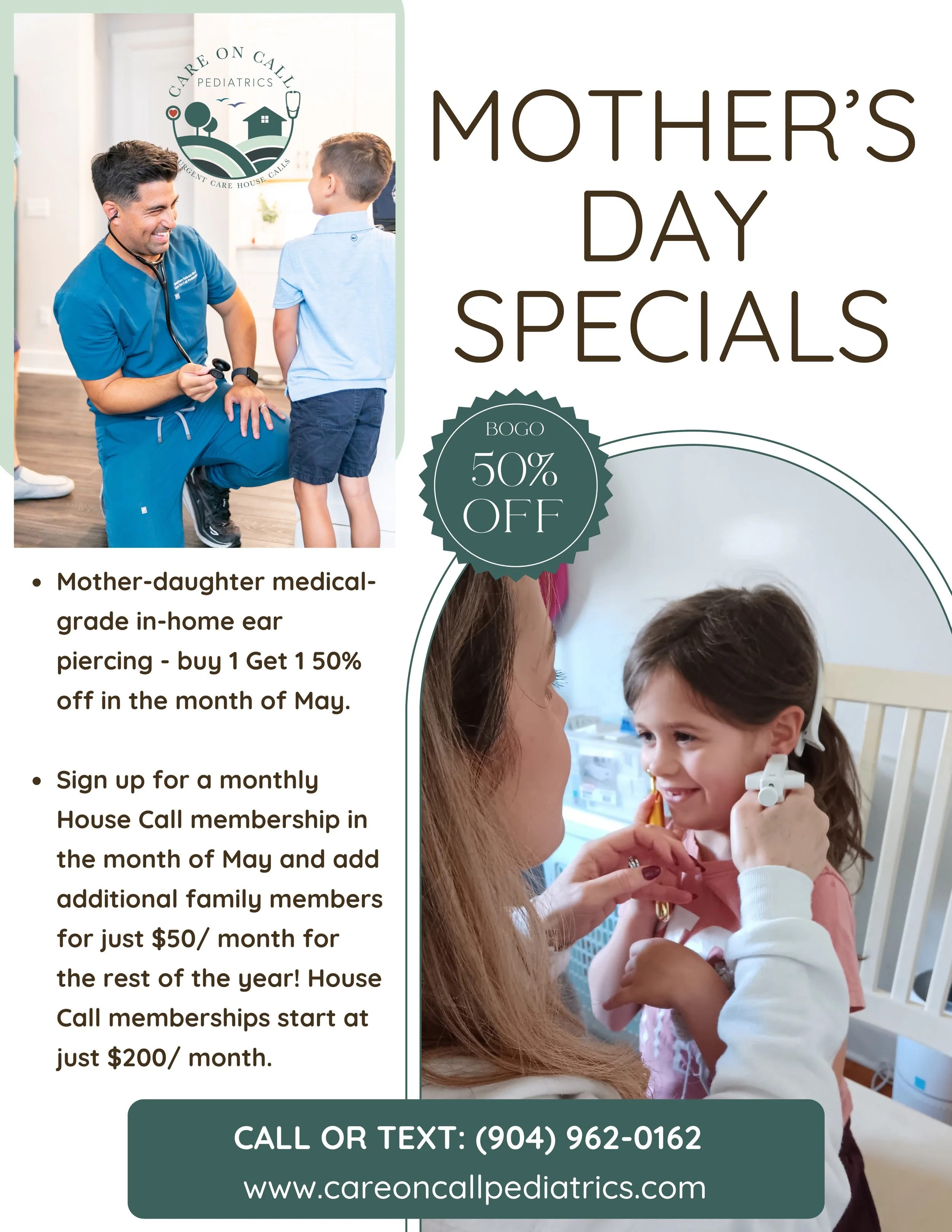 Moms, this one&rsquo;s for you 🤍 We&rsquo;re celebrating Mother&rsquo;s all month long with TWO special offers! 

&bull; Mother + Daughter ear piercing special throughout the month of May
&bull; Thinking about a house call membership? Sign your fami