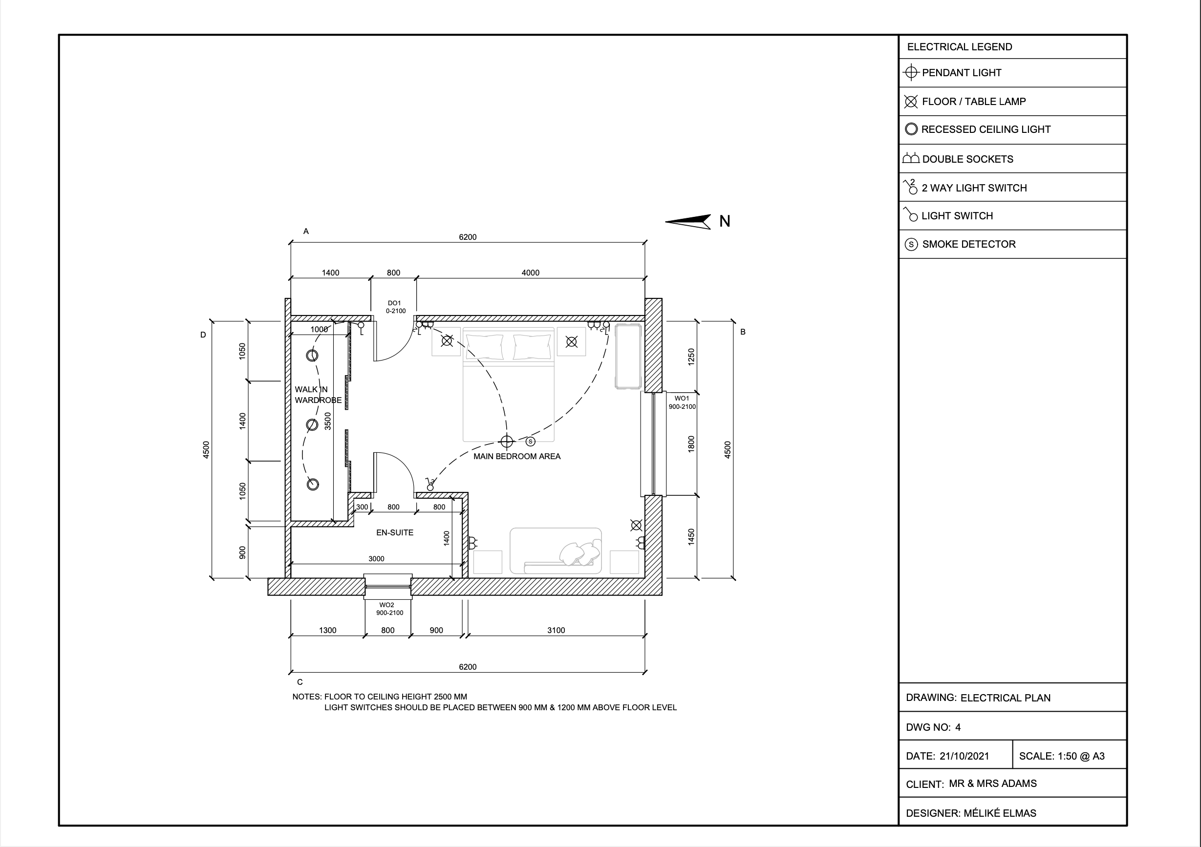 Assignment 12 - Bedroom Electrical plan.png
