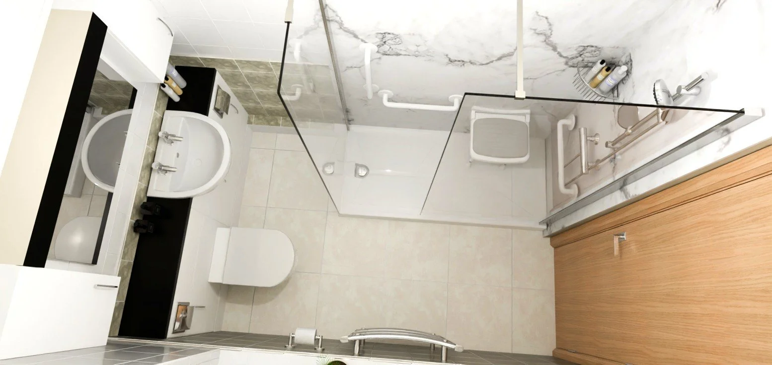 Designs of walk-in shower for client in Wiltshire