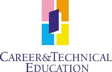 Logo for Career & Technical Education featuring colorful geometric shapes and text