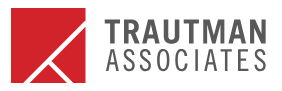 Trautman & Associates logo with red and gray design elements