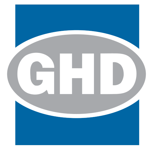 GHD logo with blue and gray colors, featuring the letters GHD inside an oval shape.