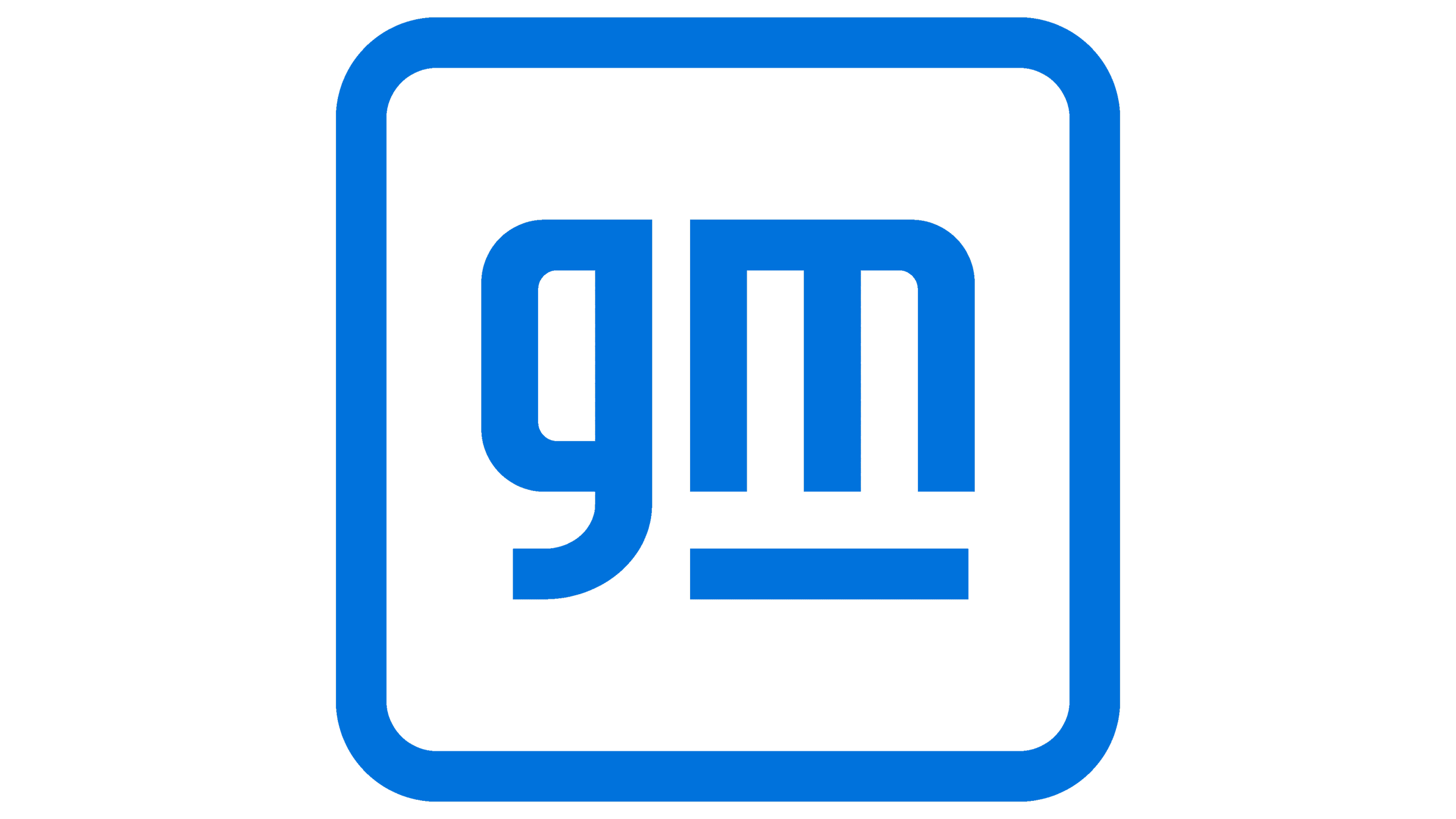 Blue and black logo with the letters 'g.m' inside a rounded blue square, on a black background.