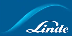 Linde logo on a blue background.