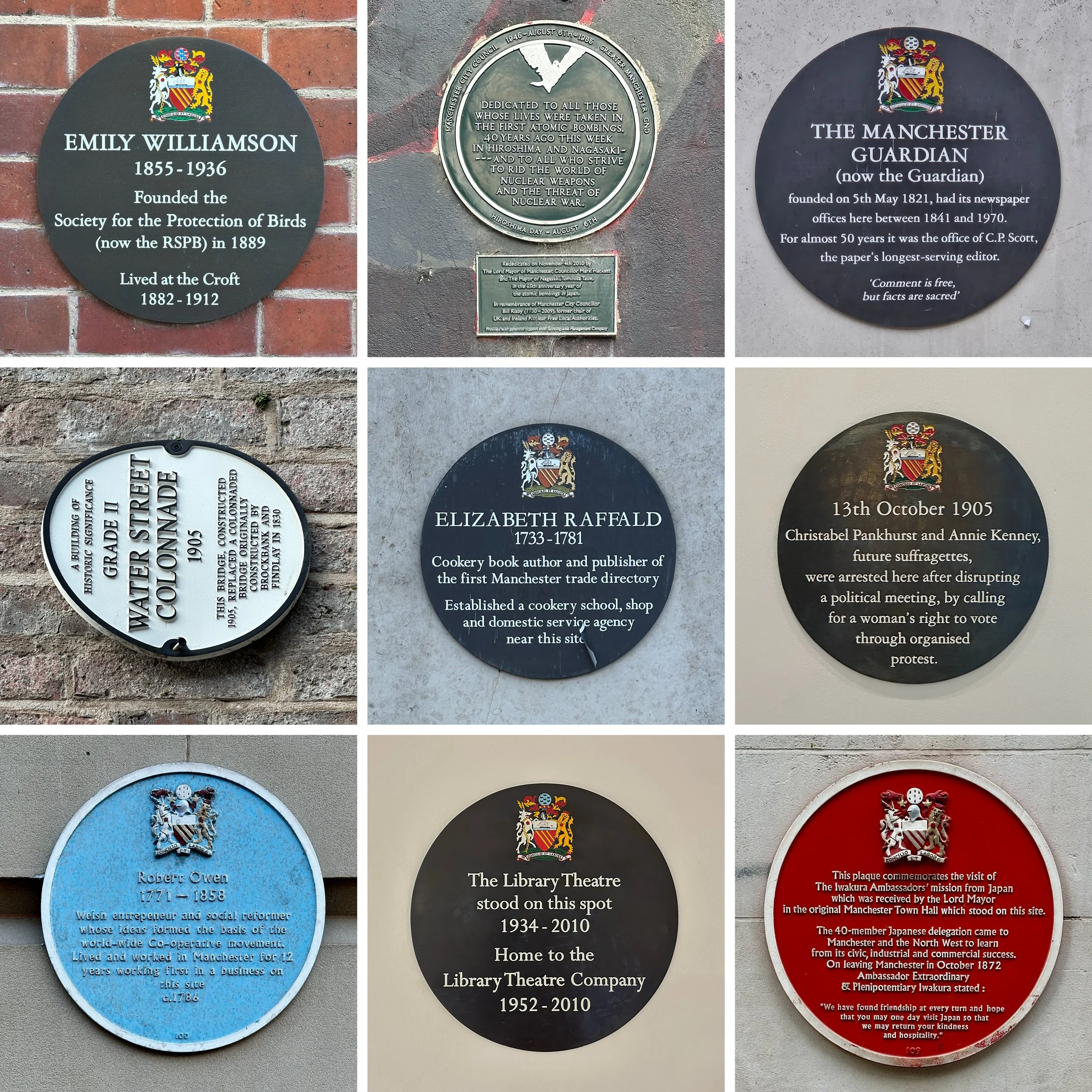Manchester is full of plaques.

Some are obvious. Some are hidden. And some mark stories you could walk past every day without ever really noticing.

So here&rsquo;s a little quiz&hellip;!

From left to right, top to bottom, can you guess the buildin