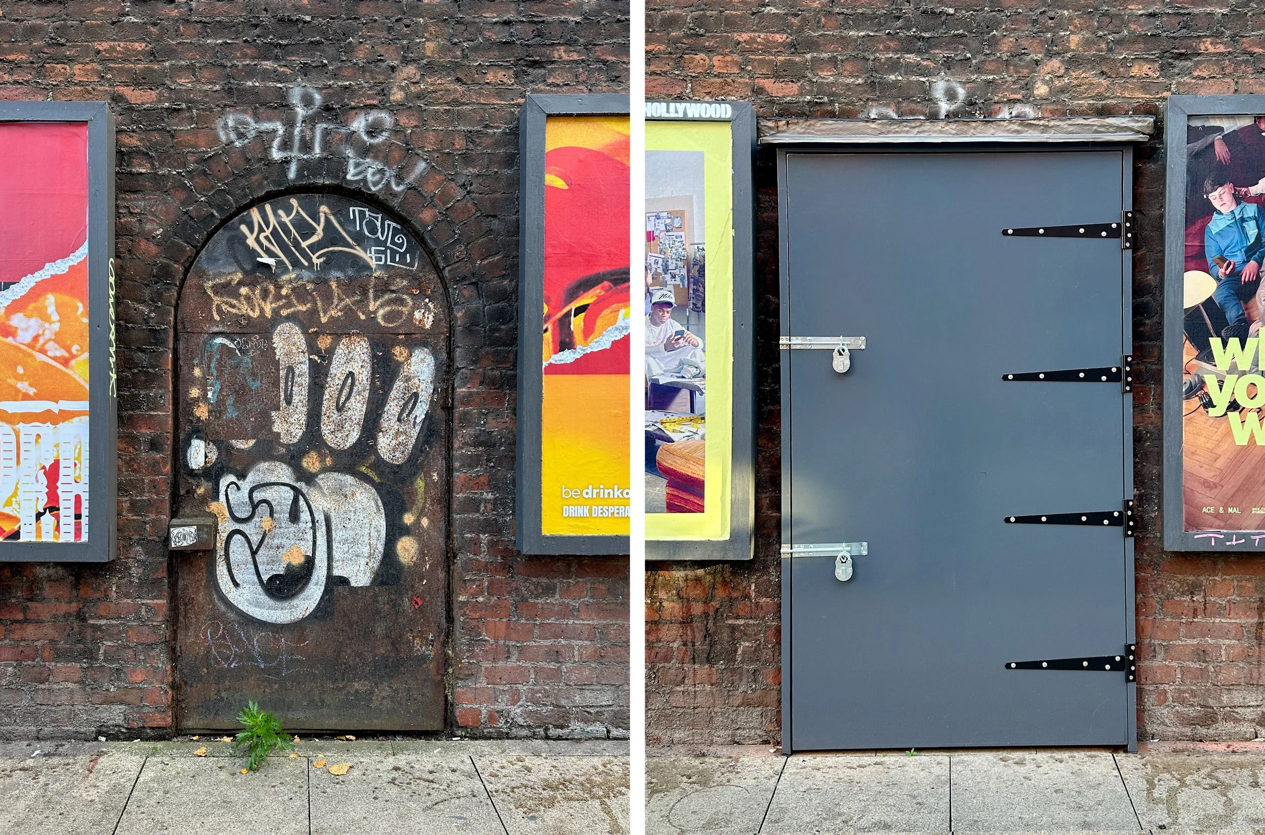 What the hell is behind this door&hellip;?!!

I took the photograph on the left exactly a year ago today. It was one of my first posts on here. Then I walked past the other day and&hellip; whoa! That characterful, rusty old door had been replaced by 