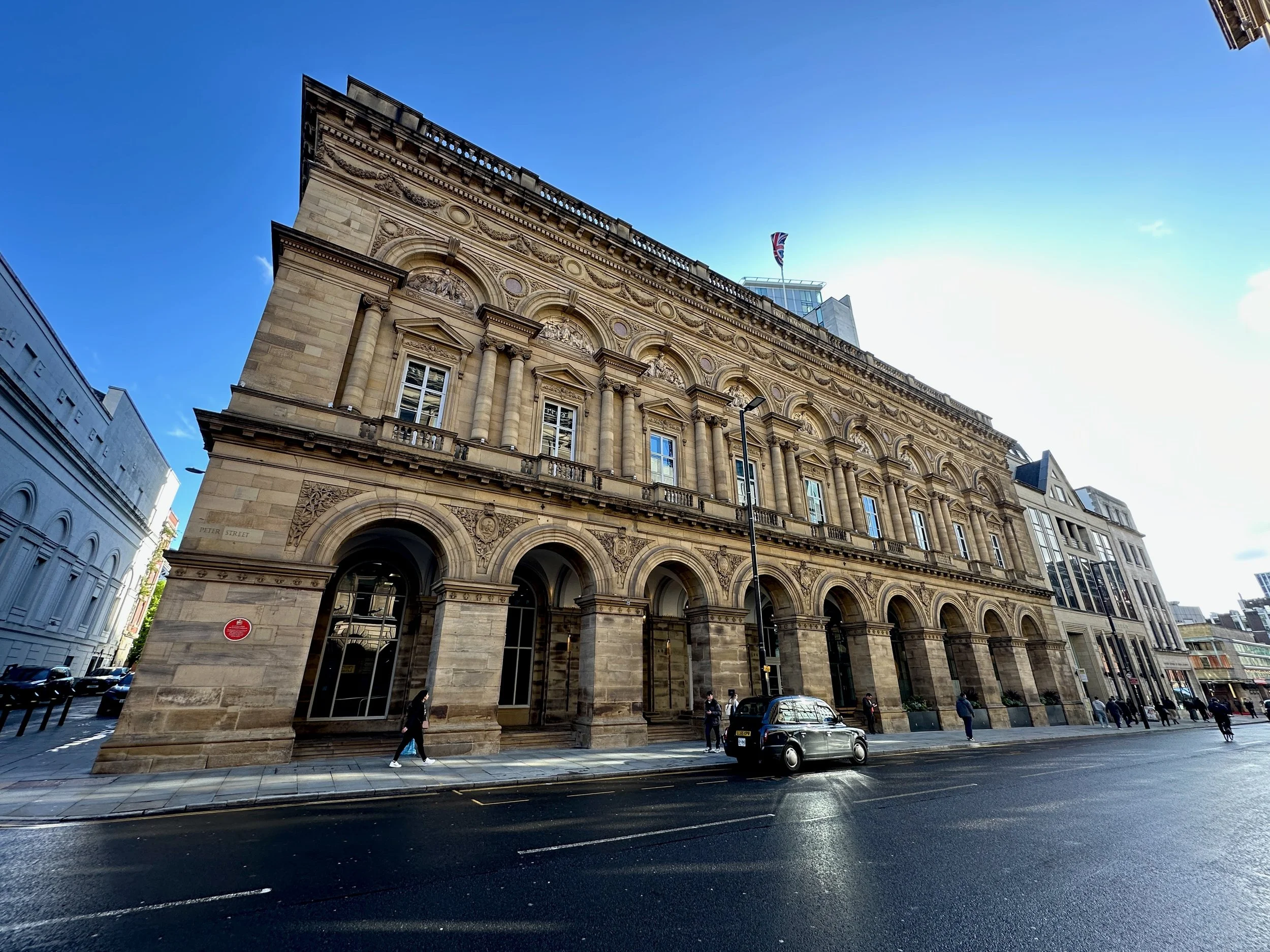 The Free Trade Hall in Manchester, where we start our walking tour.