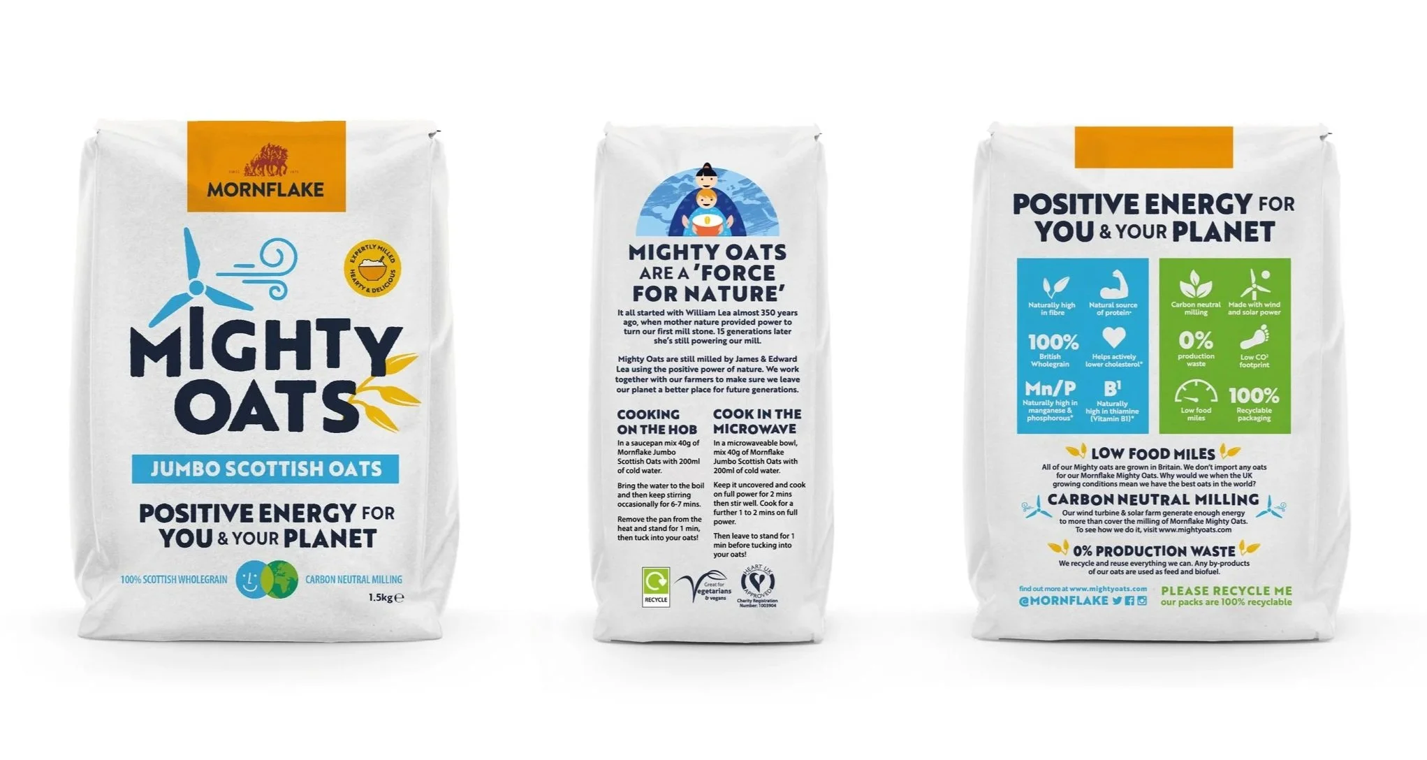 Mornflake Mighty Oats rebrand repositioning packaging design front back