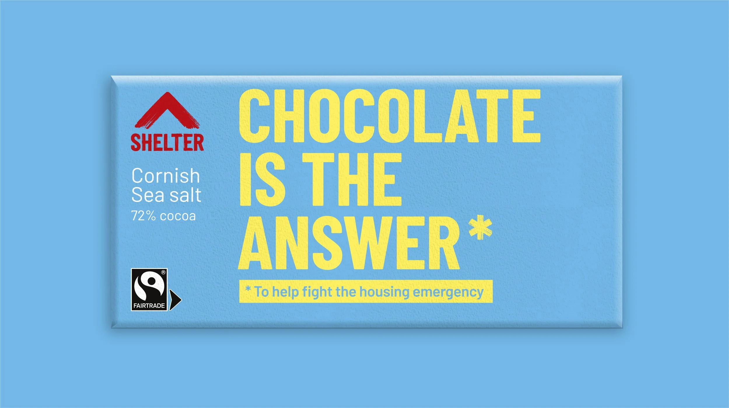 Shelter Charity Chocolate fairtrade merchandise branding packaging design