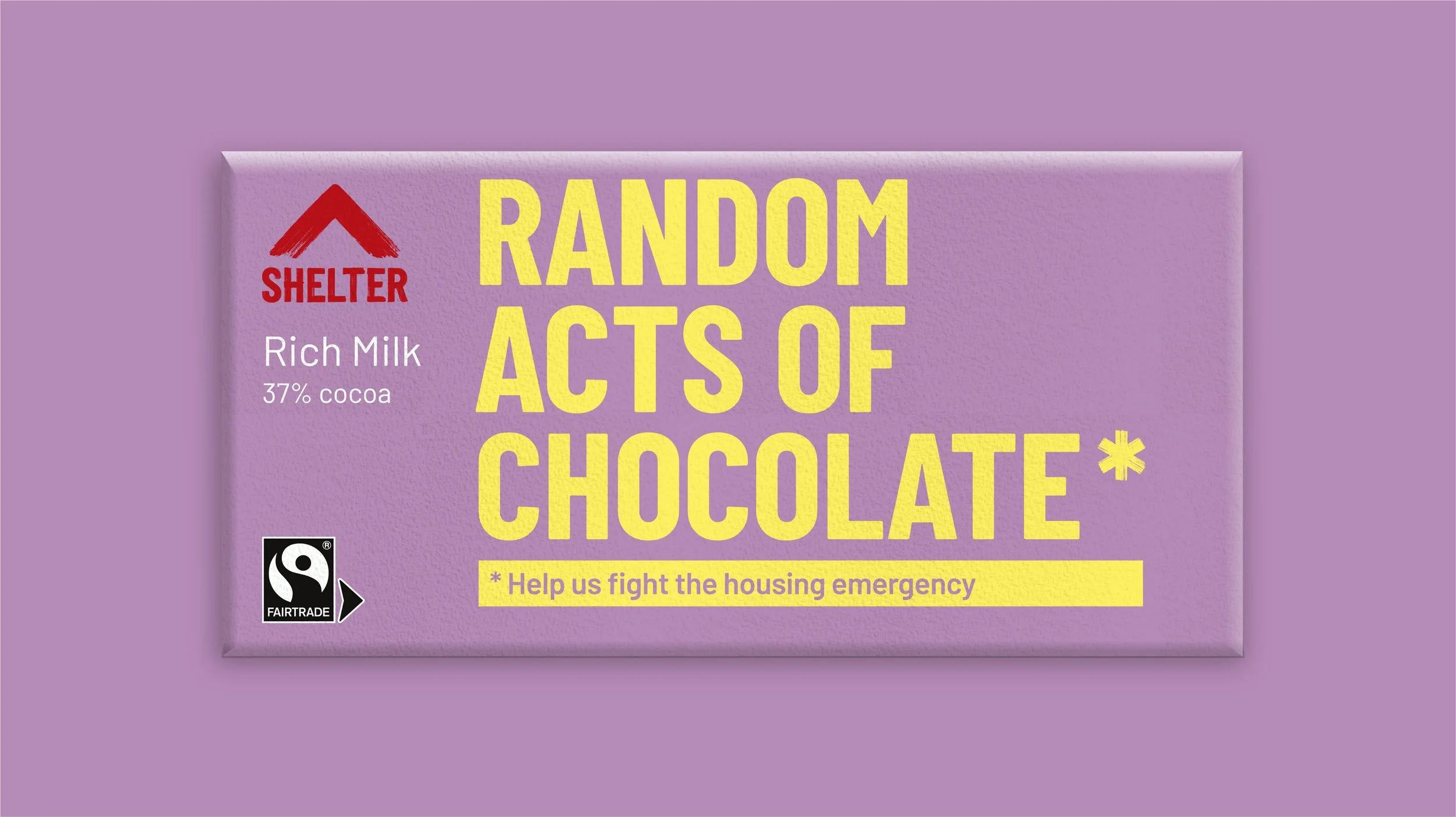 Shelter Charity Chocolate fairtrade merchandise branding packaging design